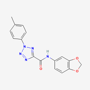 molecular formula C16H13N5O3 B2634275 N-(benzo[d][1,3]dioxol-5-yl)-2-(p-tolyl)-2H-tetrazole-5-carboxamide CAS No. 1396784-18-1