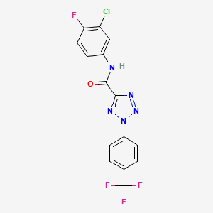 molecular formula C15H8ClF4N5O B2634313 N-(3-chloro-4-fluorophenyl)-2-(4-(trifluoromethyl)phenyl)-2H-tetrazole-5-carboxamide CAS No. 1396865-11-4