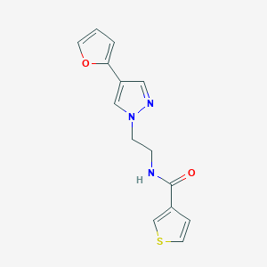 molecular formula C14H13N3O2S B2634372 N-(2-(4-(furan-2-yl)-1H-pyrazol-1-yl)ethyl)thiophene-3-carboxamide CAS No. 2034351-60-3