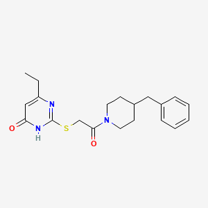 molecular formula C20H25N3O2S B2634377 2-((2-(4-benzylpiperidin-1-yl)-2-oxoethyl)thio)-6-ethylpyrimidin-4(3H)-one CAS No. 899755-25-0