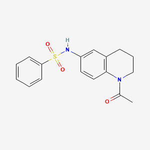 molecular formula C17H18N2O3S B2634380 N-(1-acetyl-1,2,3,4-tetrahydroquinolin-6-yl)benzenesulfonamide CAS No. 941960-82-3