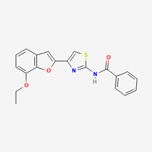 molecular formula C20H16N2O3S B2634422 N-[4-(7-ethoxy-1-benzofuran-2-yl)-1,3-thiazol-2-yl]benzamide CAS No. 921870-56-6