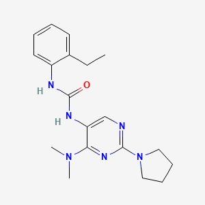 molecular formula C19H26N6O B2634423 1-(4-(Dimethylamino)-2-(pyrrolidin-1-yl)pyrimidin-5-yl)-3-(2-ethylphenyl)urea CAS No. 1795297-00-5