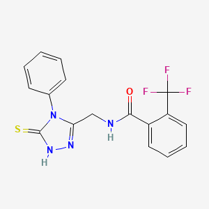 molecular formula C17H13F3N4OS B2634424 N-[(4-phenyl-5-sulfanylidene-4,5-dihydro-1H-1,2,4-triazol-3-yl)methyl]-2-(trifluoromethyl)benzamide CAS No. 391887-13-1