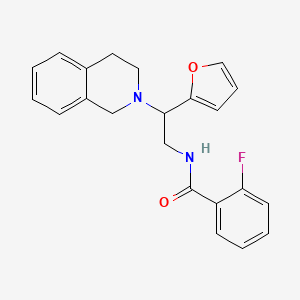 molecular formula C22H21FN2O2 B2634430 2-fluoro-N-[2-(furan-2-yl)-2-(1,2,3,4-tetrahydroisoquinolin-2-yl)ethyl]benzamide CAS No. 904277-85-6