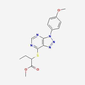 molecular formula C16H17N5O3S B2634438 methyl 2-((3-(4-methoxyphenyl)-3H-[1,2,3]triazolo[4,5-d]pyrimidin-7-yl)thio)butanoate CAS No. 863500-93-0