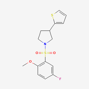 molecular formula C15H16FNO3S2 B2634450 1-((5-Fluoro-2-methoxyphenyl)sulfonyl)-3-(thiophen-2-yl)pyrrolidine CAS No. 2191266-59-6