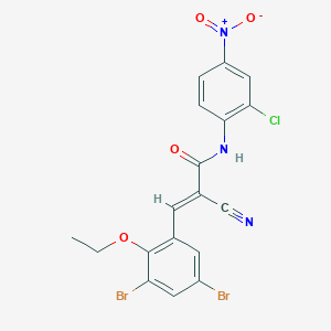 molecular formula C18H12Br2ClN3O4 B2634464 (E)-N-(2-chloro-4-nitrophenyl)-2-cyano-3-(3,5-dibromo-2-ethoxyphenyl)prop-2-enamide CAS No. 522656-40-2