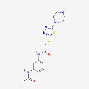 molecular formula C17H22N6O2S2 B2634481 N-(3-acetamidophenyl)-2-((5-(4-methylpiperazin-1-yl)-1,3,4-thiadiazol-2-yl)thio)acetamide CAS No. 1105221-24-6