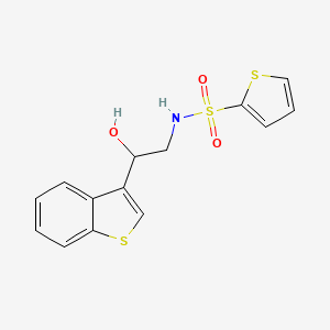 molecular formula C14H13NO3S3 B2634506 N-[2-(1-benzothiophen-3-yl)-2-hydroxyethyl]thiophene-2-sulfonamide CAS No. 2034346-83-1