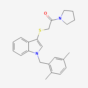 B2634508 2-((1-(2,5-dimethylbenzyl)-1H-indol-3-yl)thio)-1-(pyrrolidin-1-yl)ethanone CAS No. 681279-44-7