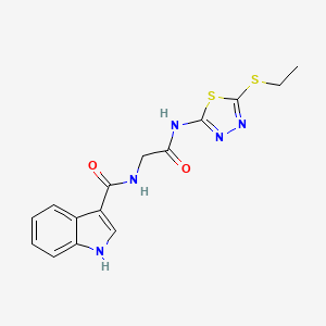 molecular formula C15H15N5O2S2 B2634521 N-(2-((5-(ethylthio)-1,3,4-thiadiazol-2-yl)amino)-2-oxoethyl)-1H-indole-3-carboxamide CAS No. 1251576-45-0
