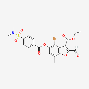 molecular formula C22H20BrNO8S B2634581 Ethyl 4-bromo-5-[4-(dimethylsulfamoyl)benzoyl]oxy-2-formyl-7-methyl-1-benzofuran-3-carboxylate CAS No. 330676-33-0