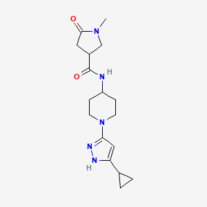 molecular formula C17H25N5O2 B2634585 N-[1-(5-cyclopropyl-1H-pyrazol-3-yl)piperidin-4-yl]-1-methyl-5-oxopyrrolidine-3-carboxamide CAS No. 1902945-68-9