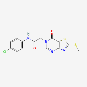 molecular formula C14H11ClN4O2S2 B2634600 N-(4-chlorophenyl)-2-[2-(methylsulfanyl)-7-oxo-6H,7H-[1,3]thiazolo[4,5-d]pyrimidin-6-yl]acetamide CAS No. 1115279-10-1