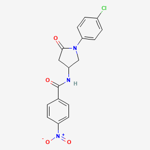 molecular formula C17H14ClN3O4 B2634613 N-[1-(4-chlorophenyl)-5-oxopyrrolidin-3-yl]-4-nitrobenzamide CAS No. 896300-51-9