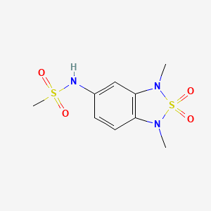 molecular formula C9H13N3O4S2 B2634640 N-(1,3-dimethyl-2,2-dioxido-1,3-dihydrobenzo[c][1,2,5]thiadiazol-5-yl)methanesulfonamide CAS No. 2034338-50-4