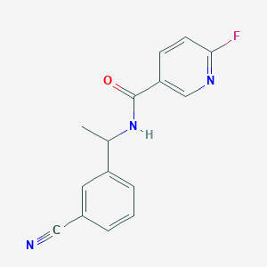 molecular formula C15H12FN3O B2634662 N-[1-(3-Cyanophenyl)ethyl]-6-fluoropyridine-3-carboxamide CAS No. 1436046-14-8
