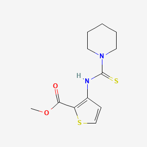 molecular formula C12H16N2O2S2 B2634675 methyl 3-[(piperidine-1-carbothioyl)amino]thiophene-2-carboxylate CAS No. 892270-16-5