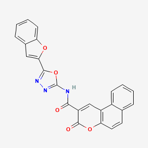 molecular formula C24H13N3O5 B2634683 N-(5-(benzofuran-2-yl)-1,3,4-oxadiazol-2-yl)-3-oxo-3H-benzo[f]chromene-2-carboxamide CAS No. 922044-15-3