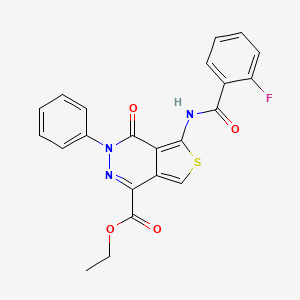 molecular formula C22H16FN3O4S B2634688 ethyl 5-(2-fluorobenzamido)-4-oxo-3-phenyl-3H,4H-thieno[3,4-d]pyridazine-1-carboxylate CAS No. 851947-15-4