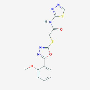 molecular formula C13H11N5O3S2 B263469 2-[[5-(2-methoxyphenyl)-1,3,4-oxadiazol-2-yl]sulfanyl]-N-(1,3,4-thiadiazol-2-yl)acetamide 