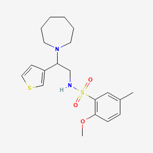 molecular formula C20H28N2O3S2 B2634694 N-(2-(azepan-1-yl)-2-(thiophen-3-yl)ethyl)-2-methoxy-5-methylbenzenesulfonamide CAS No. 946249-81-6