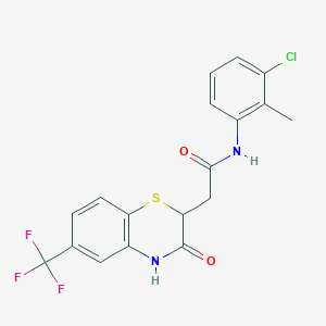molecular formula C18H14ClF3N2O2S B2634725 N-(3-chloro-2-methylphenyl)-2-(3-oxo-6-(trifluoromethyl)-3,4-dihydro-2H-benzo[b][1,4]thiazin-2-yl)acetamide CAS No. 1105243-96-6