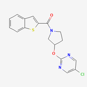 molecular formula C17H14ClN3O2S B2634735 Benzo[b]thiophen-2-yl(3-((5-chloropyrimidin-2-yl)oxy)pyrrolidin-1-yl)methanone CAS No. 2034300-29-1