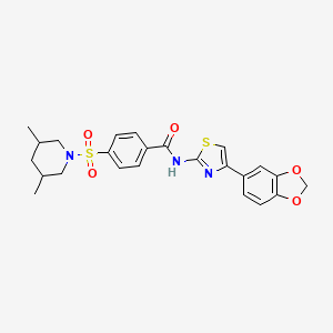 molecular formula C24H25N3O5S2 B2634736 N-[4-(2H-1,3-benzodioxol-5-yl)-1,3-thiazol-2-yl]-4-[(3,5-dimethylpiperidin-1-yl)sulfonyl]benzamide CAS No. 361478-68-4