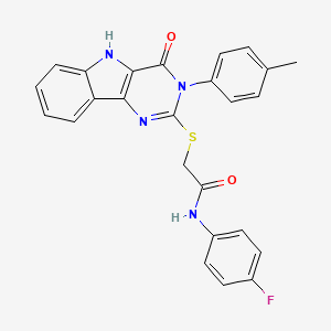 molecular formula C25H19FN4O2S B2634742 N-(4-fluorophenyl)-2-{[3-(4-methylphenyl)-4-oxo-3H,4H,5H-pyrimido[5,4-b]indol-2-yl]sulfanyl}acetamide CAS No. 536704-54-8