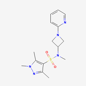 molecular formula C15H21N5O2S B2634745 N,1,3,5-tetramethyl-N-[1-(pyridin-2-yl)azetidin-3-yl]-1H-pyrazole-4-sulfonamide CAS No. 2415570-24-8