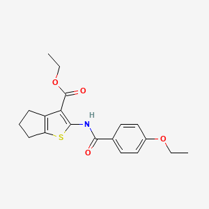 molecular formula C19H21NO4S B2634747 ETHYL 2-(4-ETHOXYBENZAMIDO)-4H,5H,6H-CYCLOPENTA[B]THIOPHENE-3-CARBOXYLATE CAS No. 312925-60-3