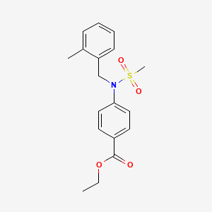 molecular formula C18H21NO4S B2634774 Ethyl 4-[(2-methylbenzyl)(methylsulfonyl)amino]benzoate CAS No. 765925-52-8