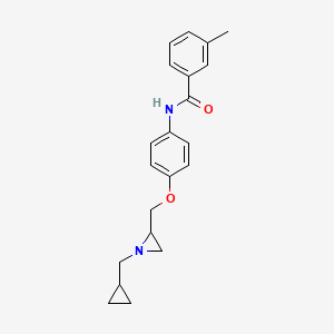 molecular formula C21H24N2O2 B2634784 N-(4-{[1-(cyclopropylmethyl)aziridin-2-yl]methoxy}phenyl)-3-methylbenzamide CAS No. 2418676-46-5