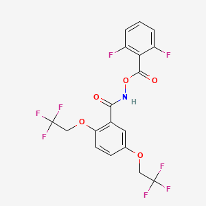 molecular formula C18H11F8NO5 B2634810 N-((2,6-difluorobenzoyl)oxy)-2,5-bis(2,2,2-trifluoroethoxy)benzenecarboxamide CAS No. 338394-90-4