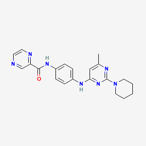 molecular formula C21H23N7O B2634811 N-(4-((6-methyl-2-(piperidin-1-yl)pyrimidin-4-yl)amino)phenyl)pyrazine-2-carboxamide CAS No. 1226458-30-5