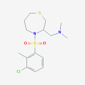 molecular formula C15H23ClN2O2S2 B2634823 {[4-(3-CHLORO-2-METHYLBENZENESULFONYL)-1,4-THIAZEPAN-3-YL]METHYL}DIMETHYLAMINE CAS No. 1428355-15-0