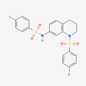 molecular formula C22H21FN2O4S2 B2634832 N-[1-(4-fluorobenzenesulfonyl)-1,2,3,4-tetrahydroquinolin-7-yl]-4-methylbenzene-1-sulfonamide CAS No. 951572-95-5