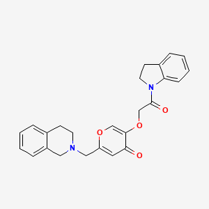 molecular formula C25H24N2O4 B2634846 2-((3,4-dihydroisoquinolin-2(1H)-yl)methyl)-5-(2-(indolin-1-yl)-2-oxoethoxy)-4H-pyran-4-one CAS No. 898416-80-3
