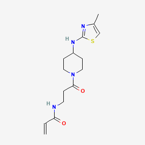 molecular formula C15H22N4O2S B2634856 N-(3-{4-[(4-methyl-1,3-thiazol-2-yl)amino]piperidin-1-yl}-3-oxopropyl)prop-2-enamide CAS No. 2361821-70-5