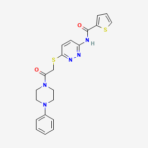 molecular formula C21H21N5O2S2 B2634862 N-(6-((2-oxo-2-(4-phenylpiperazin-1-yl)ethyl)thio)pyridazin-3-yl)thiophene-2-carboxamide CAS No. 1021136-73-1