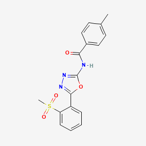 molecular formula C17H15N3O4S B2634871 N-[5-(2-methanesulfonylphenyl)-1,3,4-oxadiazol-2-yl]-4-methylbenzamide CAS No. 886920-44-1
