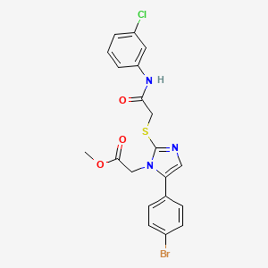 molecular formula C20H17BrClN3O3S B2634899 methyl 2-(5-(4-bromophenyl)-2-((2-((3-chlorophenyl)amino)-2-oxoethyl)thio)-1H-imidazol-1-yl)acetate CAS No. 1207020-75-4
