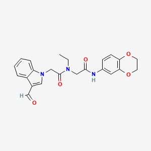 molecular formula C23H23N3O5 B2634910 N-(2,3-dihydro-1,4-benzodioxin-6-yl)-2-[N-ethyl-2-(3-formyl-1H-indol-1-yl)acetamido]acetamide CAS No. 2094218-76-3