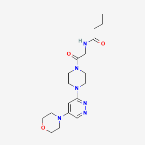 molecular formula C18H28N6O3 B2634948 N-(2-(4-(5-morpholinopyridazin-3-yl)piperazin-1-yl)-2-oxoethyl)butyramide CAS No. 1797621-35-2