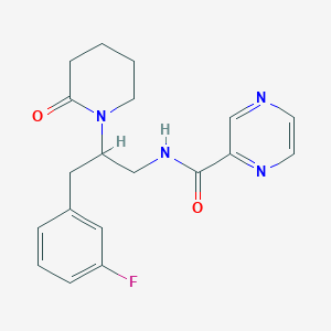 molecular formula C19H21FN4O2 B2635142 N-[3-(3-Fluorophenyl)-2-(2-oxopiperidin-1-YL)propyl]pyrazine-2-carboxamide CAS No. 1421489-89-5