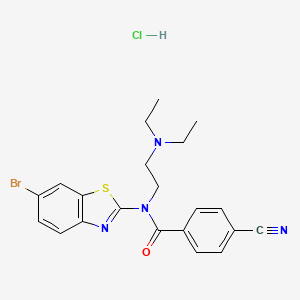 molecular formula C21H22BrClN4OS B2635164 N-(6-bromobenzo[d]thiazol-2-yl)-4-cyano-N-(2-(diethylamino)ethyl)benzamide hydrochloride CAS No. 1217097-45-4
