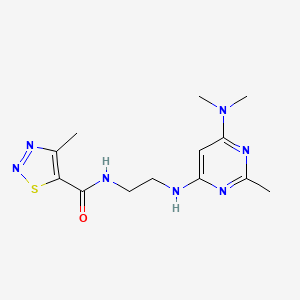 molecular formula C13H19N7OS B2635201 N-(2-((6-(dimethylamino)-2-methylpyrimidin-4-yl)amino)ethyl)-4-methyl-1,2,3-thiadiazole-5-carboxamide CAS No. 1207019-32-6