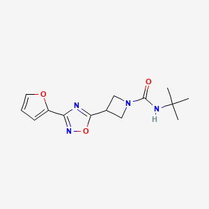 molecular formula C14H18N4O3 B2635254 N-TERT-BUTYL-3-[3-(FURAN-2-YL)-1,2,4-OXADIAZOL-5-YL]AZETIDINE-1-CARBOXAMIDE CAS No. 1428379-15-0